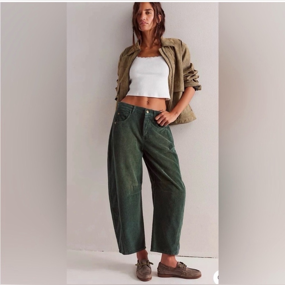 Free People Olive Green Wide Leg Pants